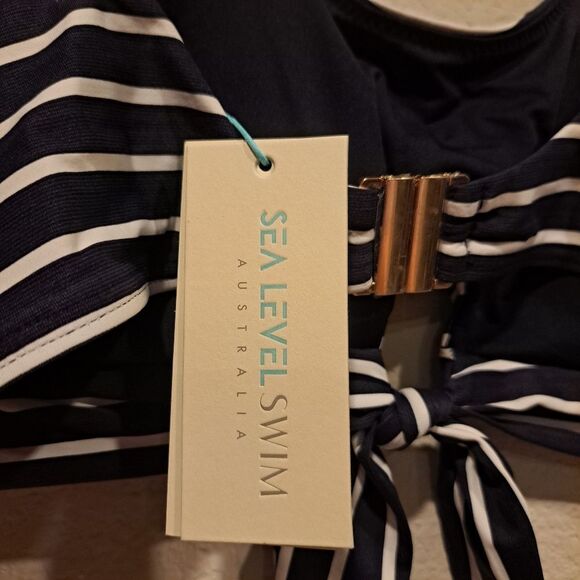 Sea Level Swim Charmarel Tie Front Moulded Underwire Bra Bikini Top size 10 NWT - Picture 4 of 7